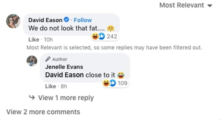 To add insult to injury, Evans' husband joined the fat-shaming.