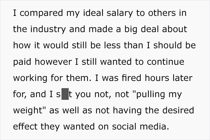 Comparing my ideal salary but got fired instead