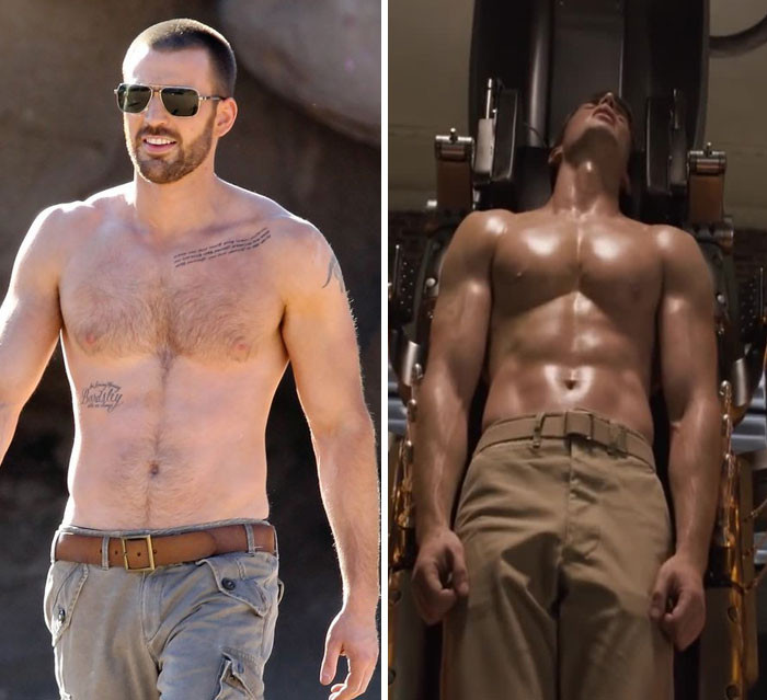 4. Chris Evans before and after the role in Captain America