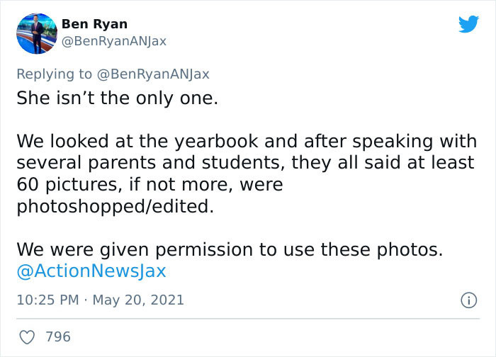 Ben looked at the yearbook and talked to the parents and students, discovering just how many pictures were edited.