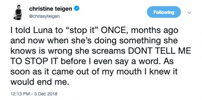 Chrissy Teigen’s toddler knows what's up!