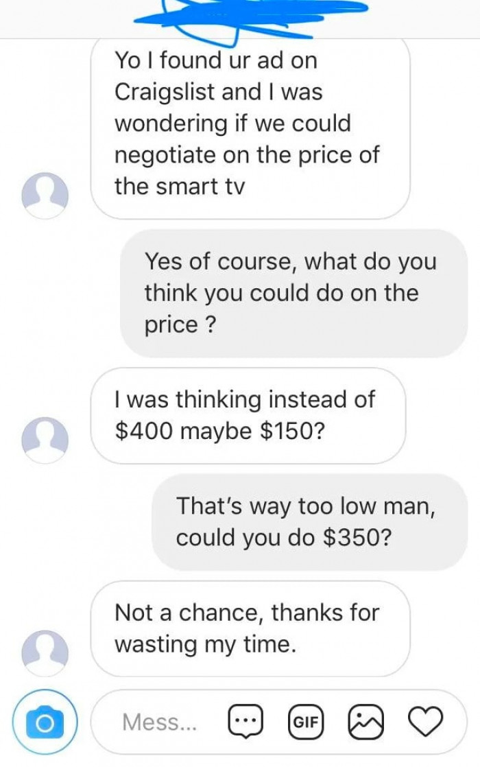 Negotiate... or give away?