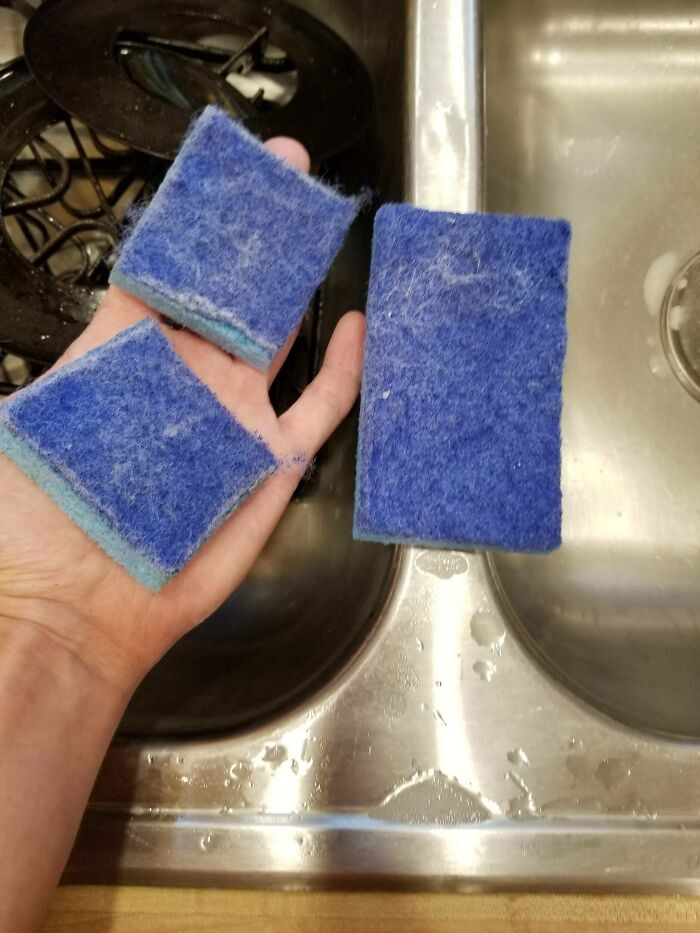 9. Save your old dish sponge for other cleaning purposes.