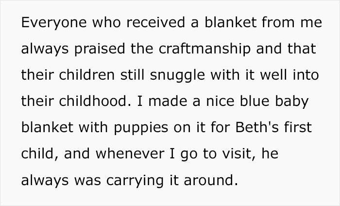 The OP was looking forward to making a special blanket for her cousin's new baby.