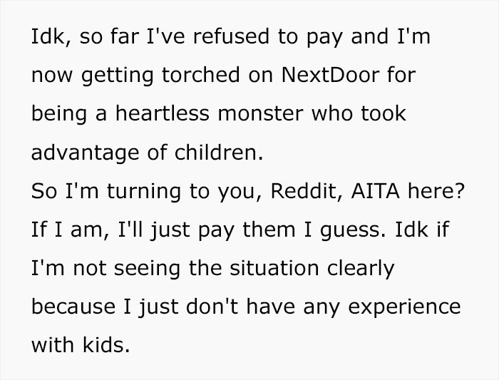 She was ill-treated for not paying