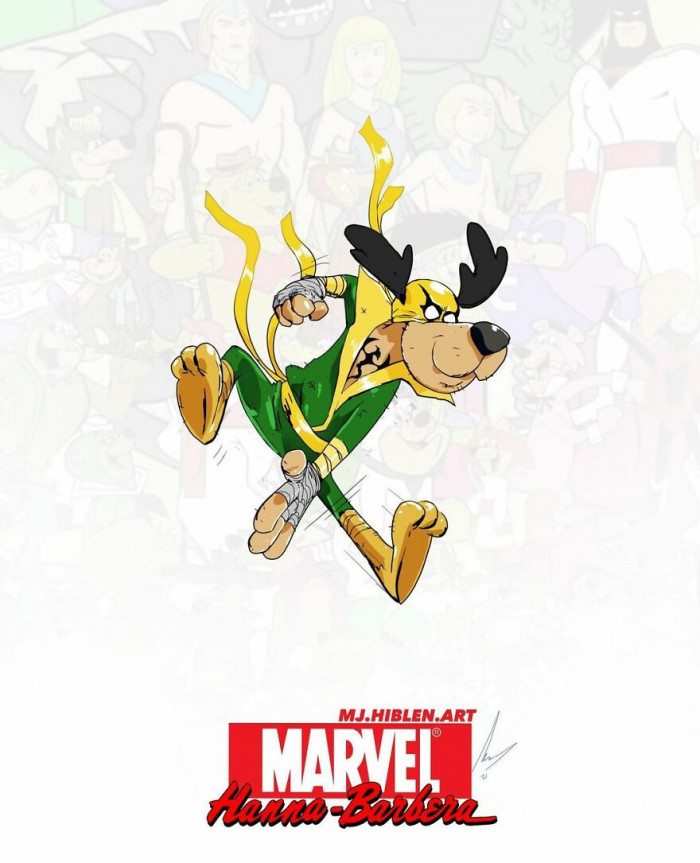 17. A winsome mashup cover photo of Hong Kong Phooey as Iron Fist who has 4 paws, how cute!
