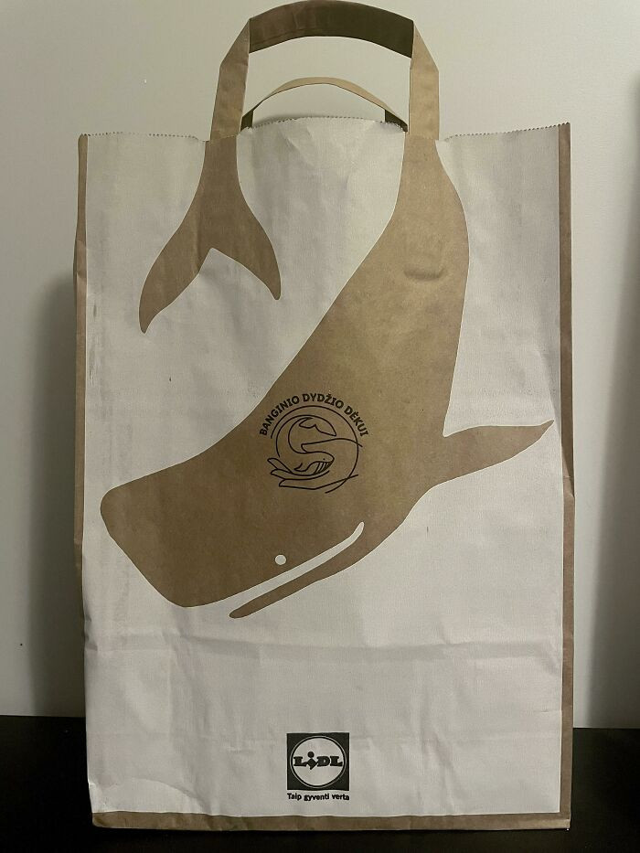 28. This Lidl Lithuania grocery bag promotes paper bags over plastic bags