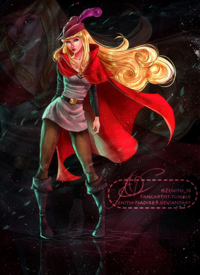 8. Aurora dressed in Prince Philip's outfit.