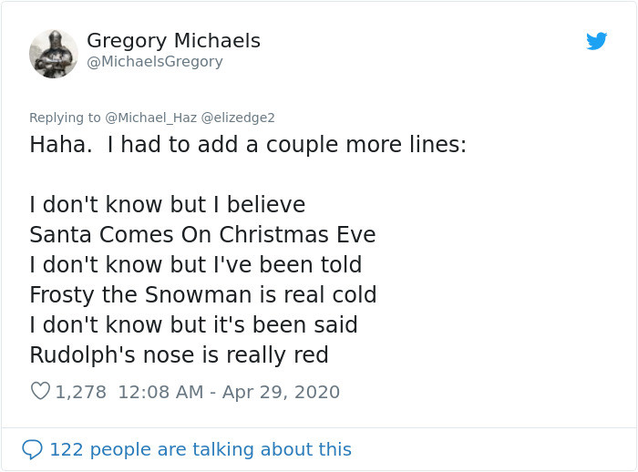 Caught up in the moment, Michael joined in and created a rhyme of his own to share with his Twitter feed.