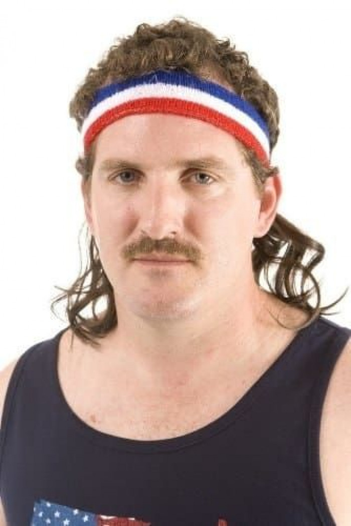 2. This nifty headband... with attached mullet.