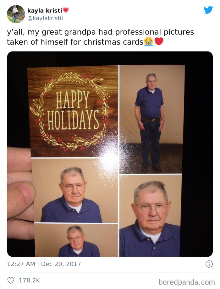 46. Grandpa Decided To Have His Own Professional Pictures Taken For His Christmas Cards