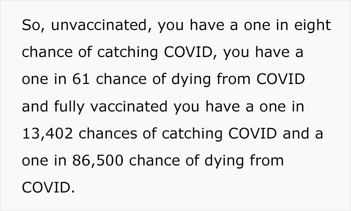 It's already quite obvious, but even the numbers will tell you that the chances of getting COVID are greater when you're unvaccinated.