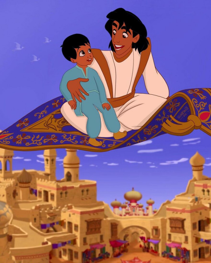 #6 Aladdin Trying Out A Carpet Ride With His Son