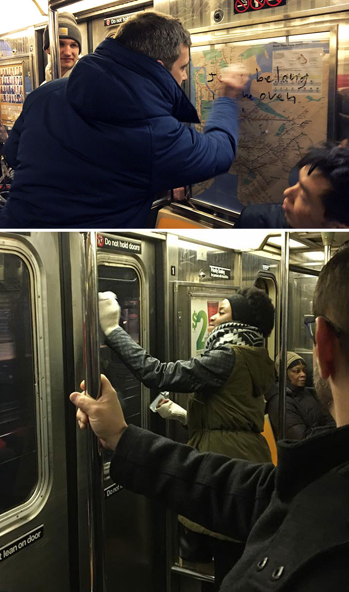 10. Subway Commuters Managed to Wipe All the Anti-Semitic Graffiti in Two Minutes