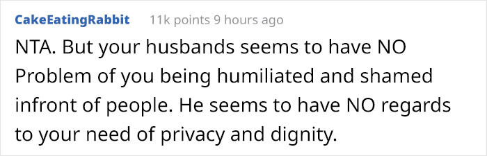The husband also needs to consider his wife's feelings.