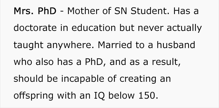 Mrs. PhD seems like a lovely lady.