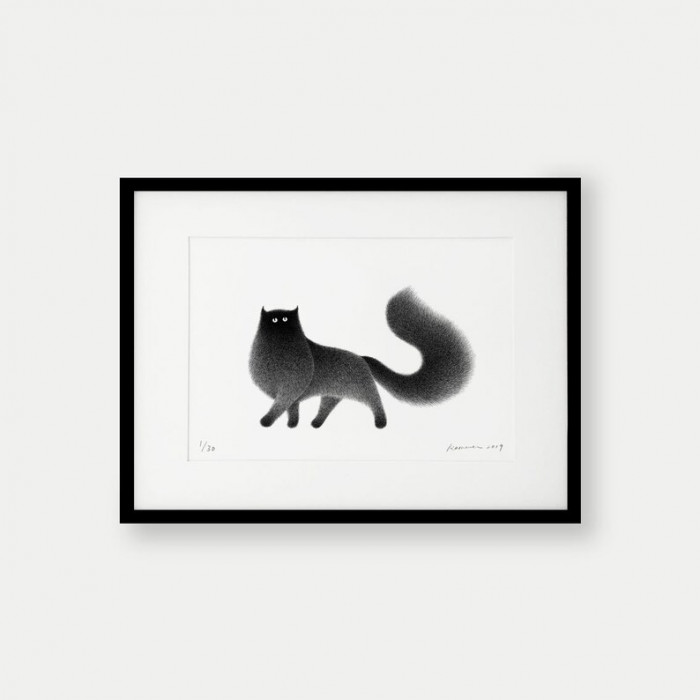 A fluffy cat cityscape, rooftops and streets made from cat shapes