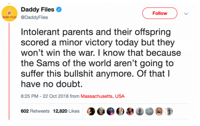 “Intolerant parents and their offspring scored a minor victory today, but they won’t win the war.” – Aaron.