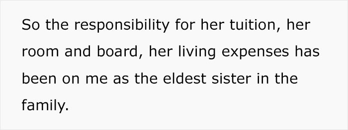 She took on everything from living expenses, tuition, and even more