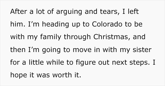 She decided to leave him.