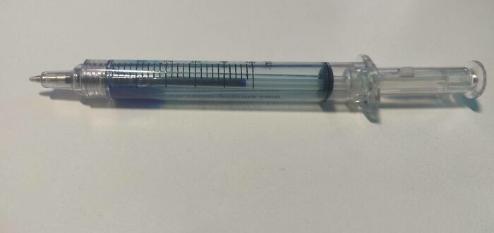 6. A syringe-shaped pen at the doctor's office