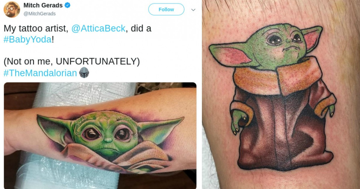 Small and Simple Baby Yoda Tattoo - wide 2