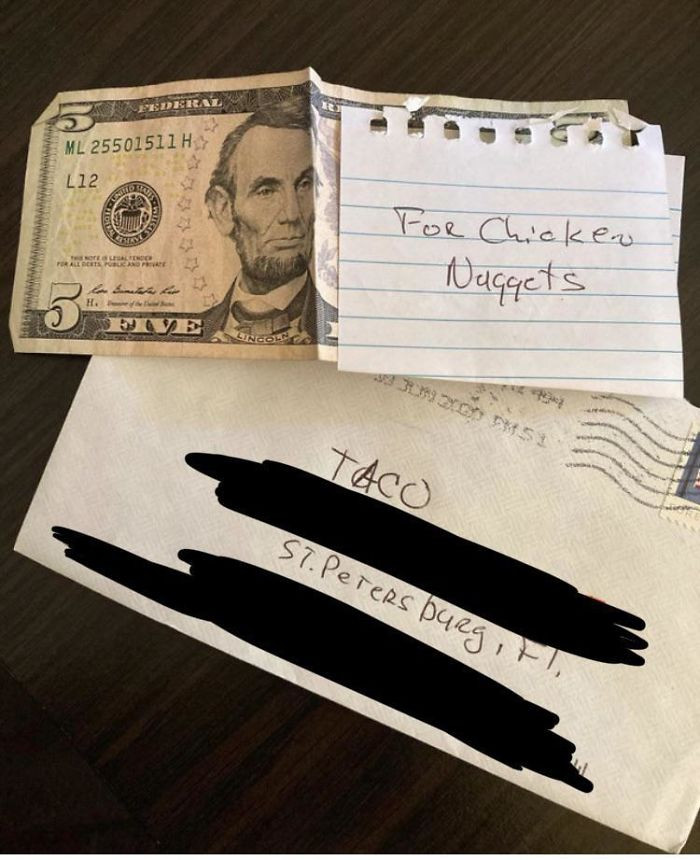 20. My dad mails me my dog money and gift cards