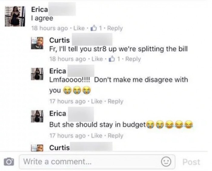 One of his Facebook friends agreed with what he said, mainly because she didn't know the full story.