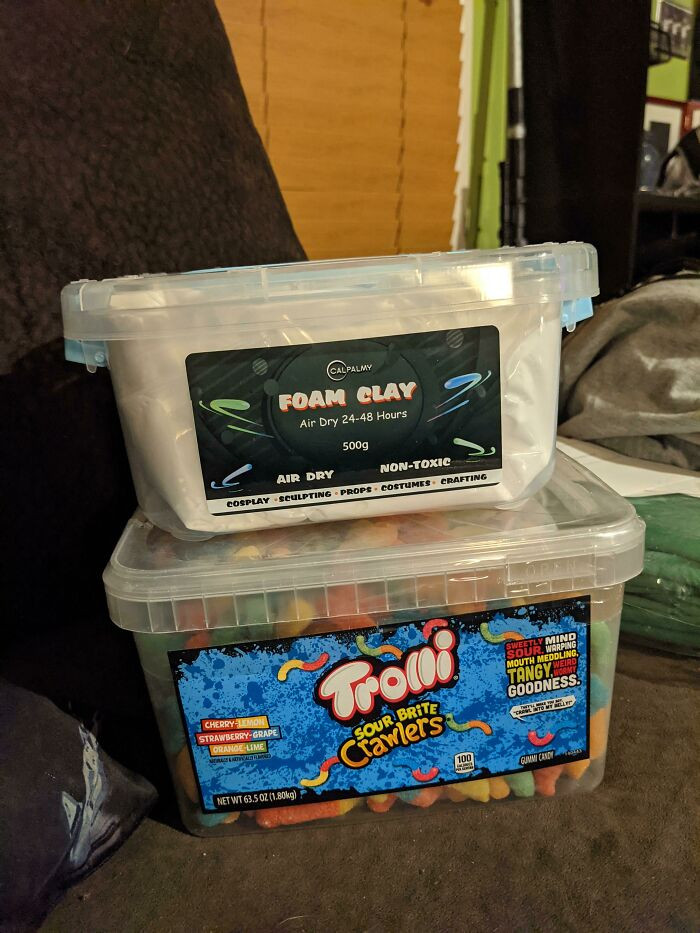28. Mentioned loving sour gummy worms in my Reddit Secret Santa, and on my porch lies 41 lbs of them