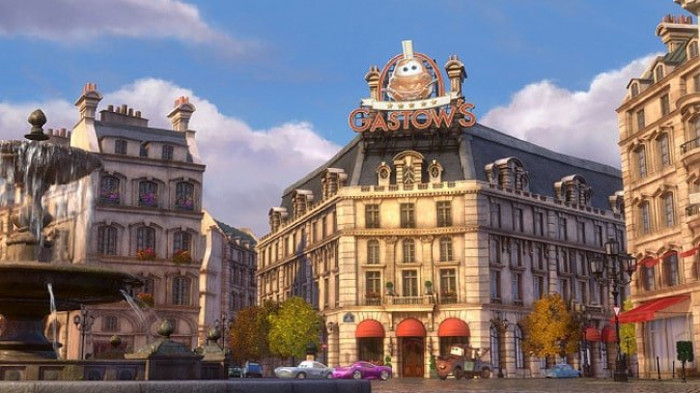 16. In Paris, there's a restaurant called Gasteau's. That's the inspiration in this restaurant in Ratatouille.