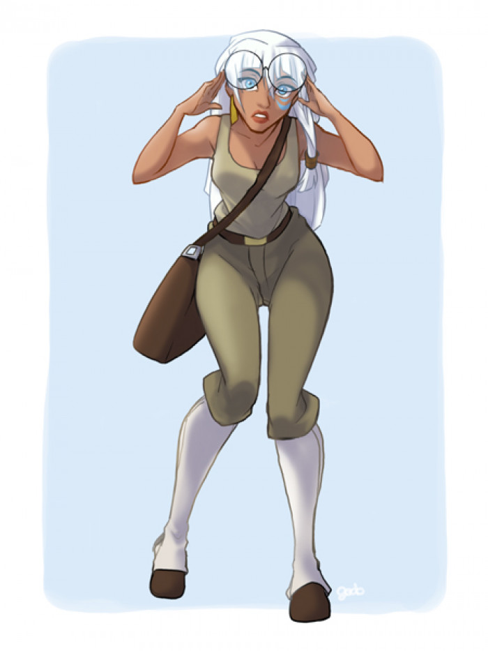 4. Kida in Milo Thatch's clothes