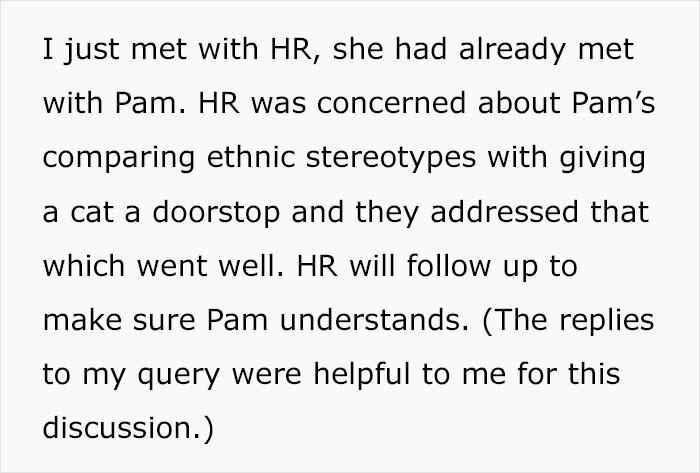 So OP talked to people from HR, and they were very understanding: