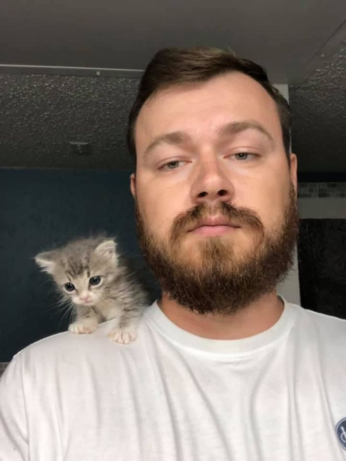 2. "We Rescued Him At Just A Couple Weeks Old And Now He Thinks I’m His Momma, He’s My Paracat"