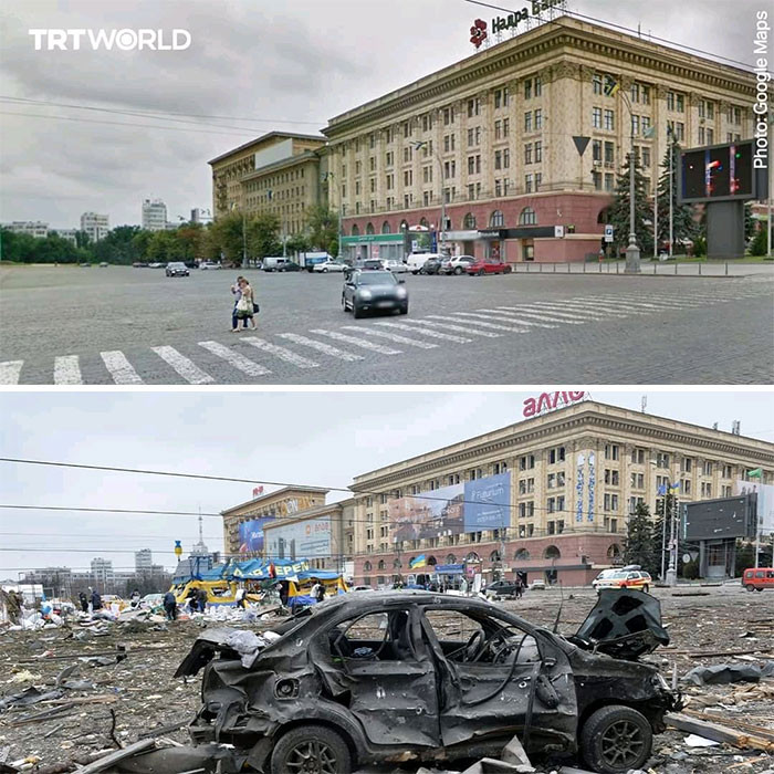11. Nothing but ruins on the streets of Ukraine.