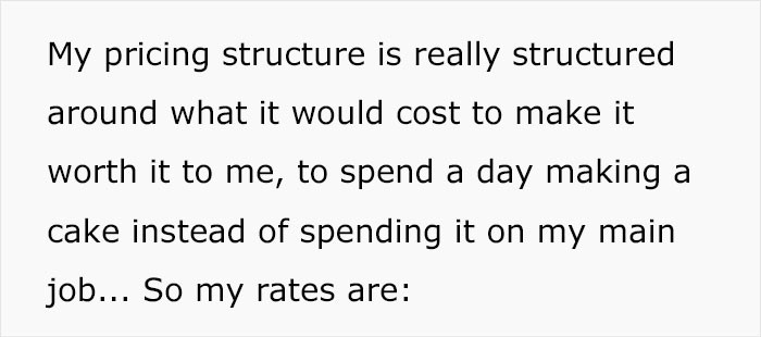 So she started sending them her price structure and informed them that she was only accepting special requests for commissions.