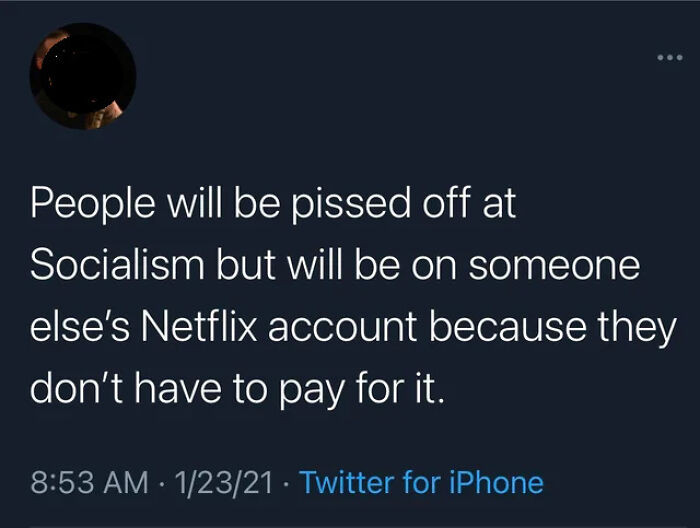 5. Free Netflix is good but socialism is bad