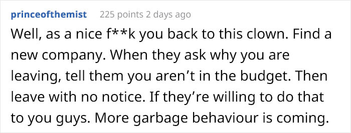 It's not worth staying in a company with Scrooges.