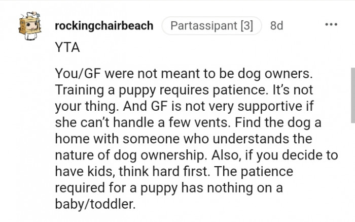 Find the dog a home with someone who understands their nature