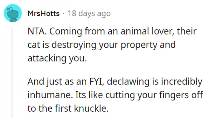 3. They have the right to ask the cat owner to do something about it