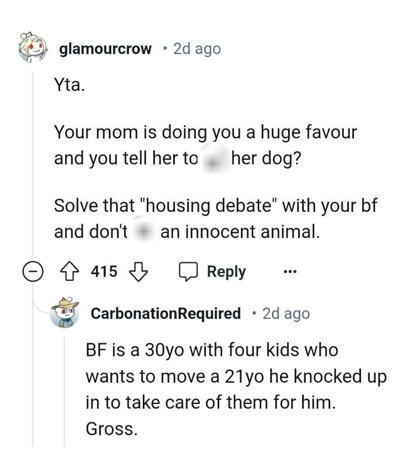 The OP shouldn't kill an innocent animal