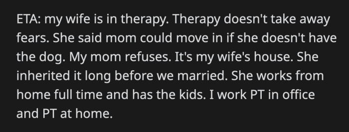 Oh, OP conveniently forgot to add that his wife works from home full time and that she is the sole owner of their house