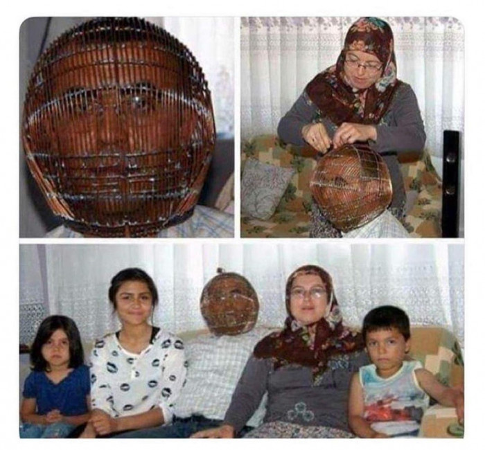 13. Guy locks his head in a cage in an attempt to give up smoking. His wife has the only key and only opens it for meals.