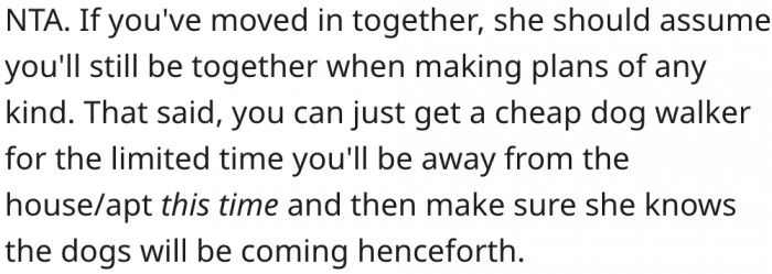 6. He should consider hiring a dog walker so he can visit his mother briefly.