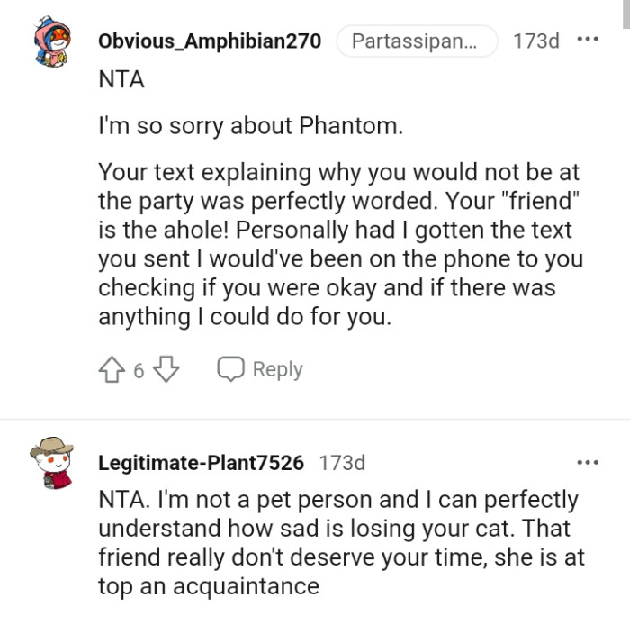 The OP perfectly articulated why she couldn't attend her friend's birthday party