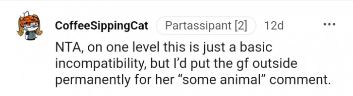 This Redditor would put the GF outside permanently