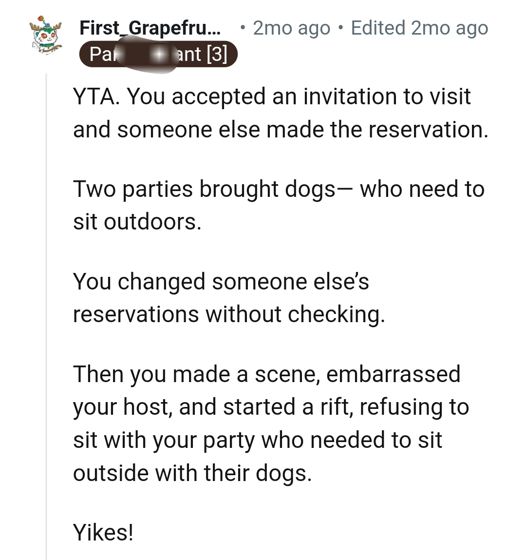 The OP changed someone else's reservation