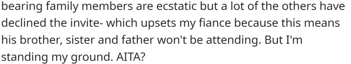 OP is going to stand her ground, and her fiancée supports her.