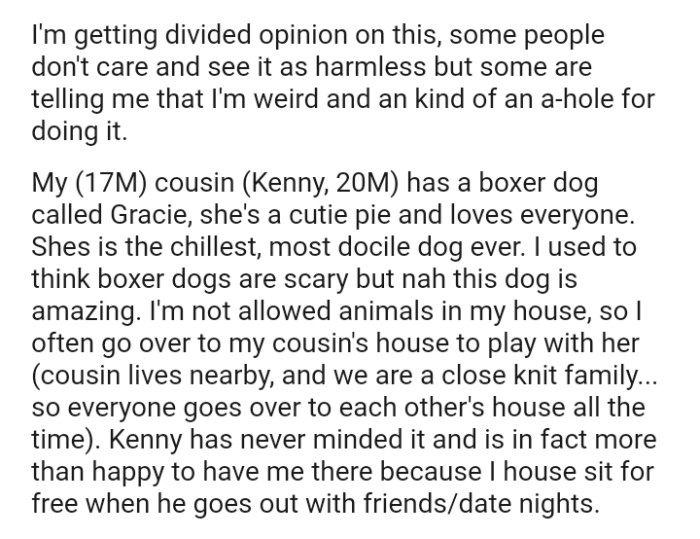 Some are telling the OP that he's weird and kind of an a-hole