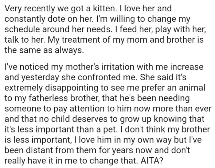 OP's Mom Says That No Child Deserves to Grow Up Knowing That They're Less Important Than a Pet
