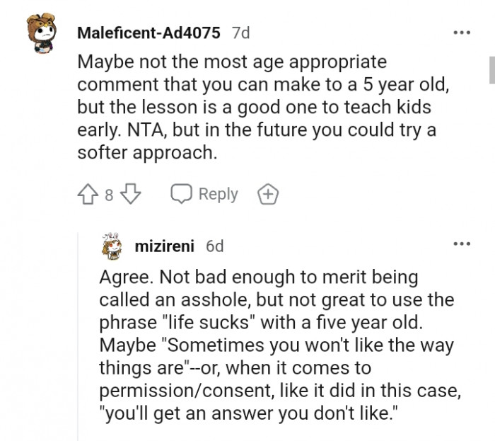 The lesson is a good one to teach kids early